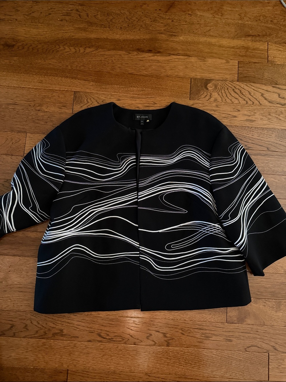 St. John Open-Front black white Graphic Jacket size XL